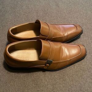 Men's 10.5 Perry Ellis Portfolio Light Brown Leather Dress Shoe Loafers